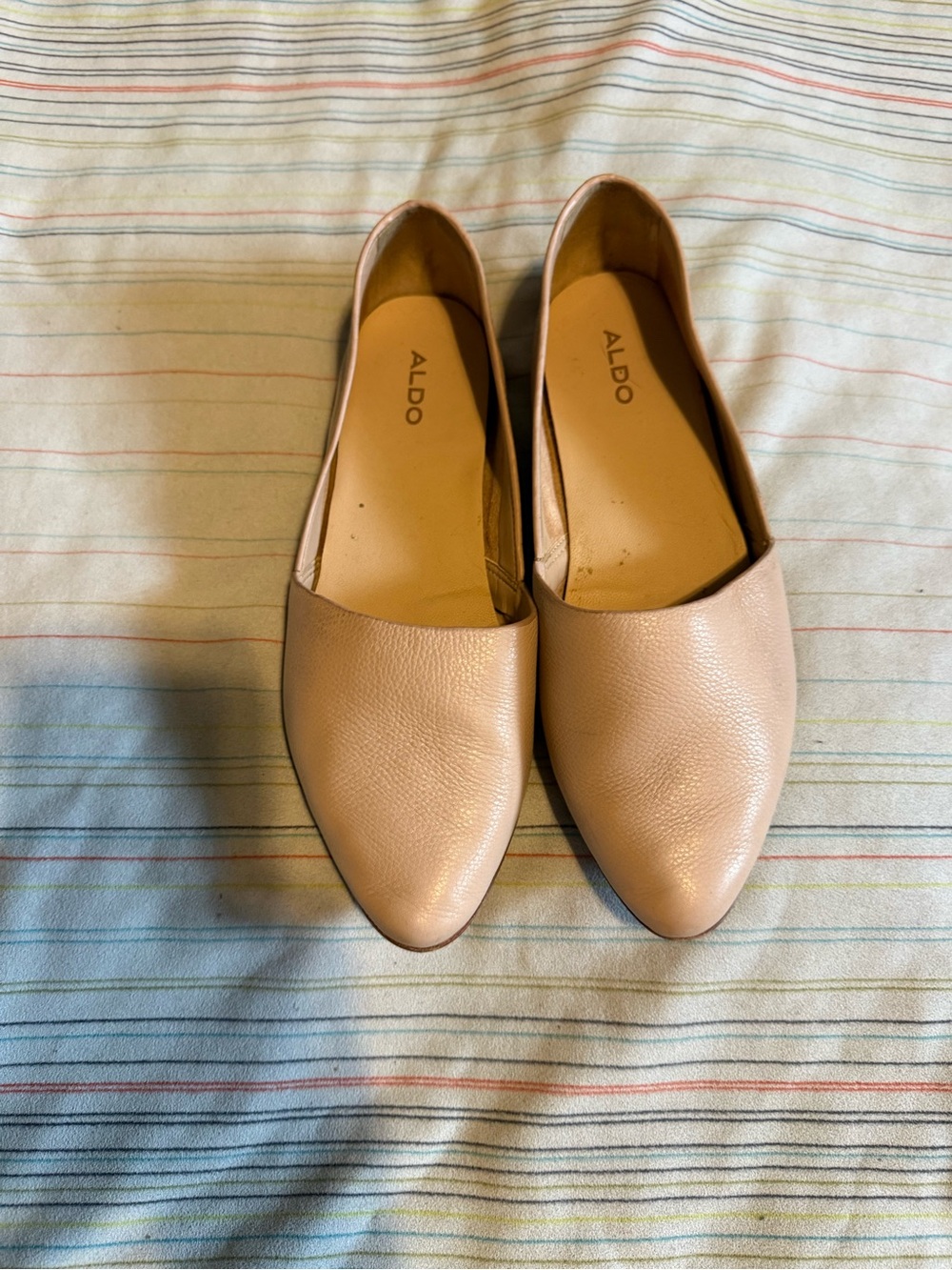 ALDO Nude/Blush Pointed-Toe Leather Flats